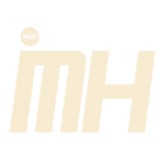 Website logo, it consists of two letters 'm' and 'H' in biege.
